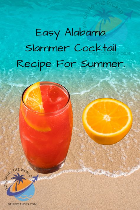 It's summer. We do not want to overcomplicate anything, including our summer cocktails. So today, I bring you this easy Alabama Slammer Cocktail recipe!  There is nothing better than sipping a delicious, fruity Alabama Slammer Cocktail while sitting at the beach, on the porch or at the pool.  summer cocktails, alabama slammer shots alabama slammer cocktail, southern slammer, easy alabama slammer cocktail Alabama Slammer Recipe Pitcher, Alabama Slammer Recipe, Sitting At The Beach, Summer Beach Cocktails, Florida Gulf Coast Beaches, Panhandle Florida, Hiking In Florida, Alabama Slammer, Vodka Slush