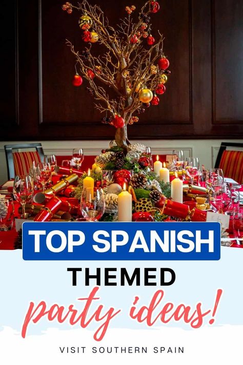 Get ready to host the ultimate Spanish Fiesta Party with these 25 incredible ideas! Discover festive decorations, delicious recipes, and entertaining activities that will transport your guests to Spain. Whether you're celebrating a birthday, graduation, or just want to spice up your gatherings, this party pack has everything you need to create an unforgettable fiesta. Browse now and turn your party into a memorable Spanish experience! Spanish Tapas Party Decorations, Spanish Theme Birthday Party, Spanish Theme Party Decorations, Spain Bachelorette Party, Tapas Party Decorations, Spanish Party Decor, Spanish Table Decor, Spain Decorations Party, Spanish Themed Dinner Party