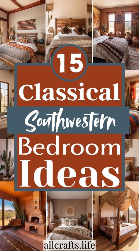 15 Inspiring Classical Southwestern Bedroom Ideas Southwest Decorating Ideas, Southwest Bedroom Ideas, Southwestern Bedroom Ideas, Mexican Inspired Bedroom, Southwestern Bedroom Decor, Southwestern Style Bedroom, Native American Bedroom, Santa Fe Interior Design, Santa Fe Interiors