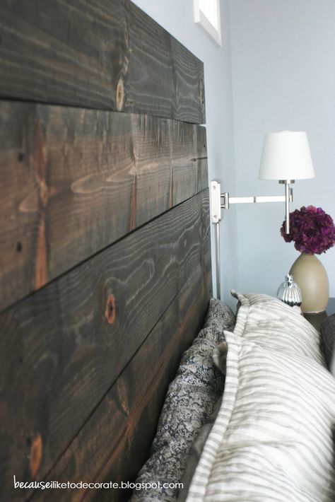 headboard made from 2x4's and stained. each is individually drilled into the wall. i love this. Rustic Headboard Diy, Headboard Ideas, Rustic Headboard, Wooden Headboard, Bedroom Remodel, Ideas Hogar, Decoration Inspiration, The Design Files, Rustic Diy