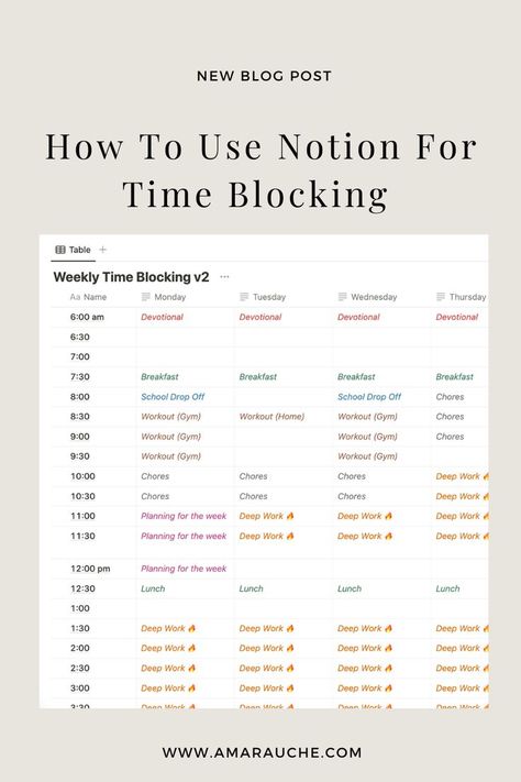 How to use notion for time blocking Time Blocking Template, Study Planner Free, Time Blocking Planner, Life Planner Organization, Study Apps, Small Business Planner, Weekly Planner Template, Effective Time Management, Time Blocking