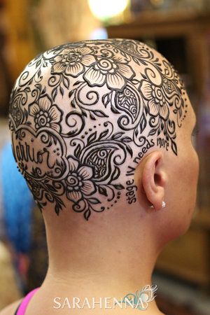 Head Tattoo Hair, Bald Head Tattoo, Scalp Tattoo, Henne Tattoo, Beautiful Henna, Home Remedies For Hair, Bald Head, Henna Tattoos, Bald Heads