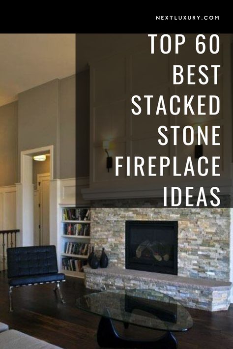 Have you ever wished for a cabin in the mountains, a retreat away from and above the stress and pressures of day-to-day life?A porch to relax and reflect on during long, leisurely afternoons and a majestic fireplace to warm your hands by at night. #nextluxury #homedesign #homedecor #homedecorideas Fireplace With Stacked Stone, El Dorado Stone Fireplace, Fireplace Ideas Modern Contemporary, Stacked Stone Fireplace Ideas, Luxury Home Library, Luxury Home Cinema Room, Stone Fireplace Ideas, Double Fireplace, Stacked Stone Fireplace