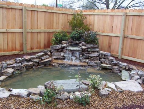 Corner Pond, Small Backyard Ponds, Backyard Waterfall, Backyard Pond, Diy Pond, Small Pond, Fountains Backyard, Garden Waterfall, Pond Waterfall