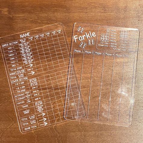 Acrylic Sheet Diy Projects, Game Score Board, Acrylic To Do List, Yahtzee Score Card, Family Card Games, Laser Cut Wood Crafts, Laser Engraved Ideas, Tile Games, Dice Tray