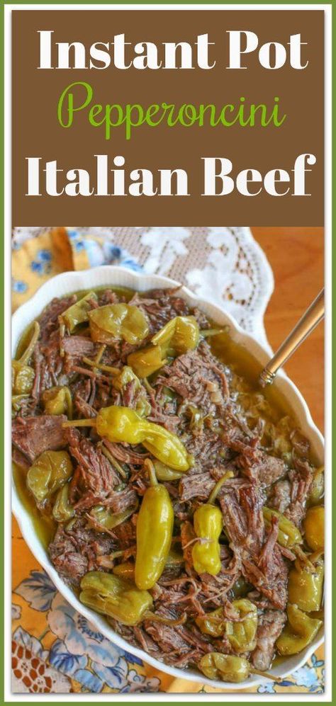 Italian Beef is a delicious, spicy pepperoncini roast. It is great as an entree by itself or served on a hoagie roll as a sandwich. This Italian Beef recipe is made with only 4 Ingredients in the Instant Pot. It is an easy dinner recipe perfect for those busy weeknights or for Sunday family dinners. Beef Pepperoncini, Pepperoncini Roast, Roast With Pepperoncini, Italian Beef Recipe, Sandwich Italian, Italian Beef Recipes, Italian Beef Sandwiches, Recipe Italian, Pepperocini Recipes