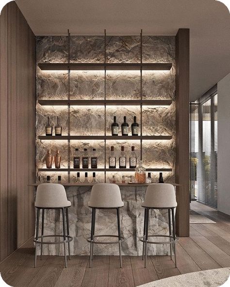 Home Bar Designs Luxury, Contemporary Home Bar Designs, Home Bar Counter, Bar Deco, Bar Counter Design, Home Bar Rooms, Bar In Casa, Modern Home Bar, Home Wine Cellars