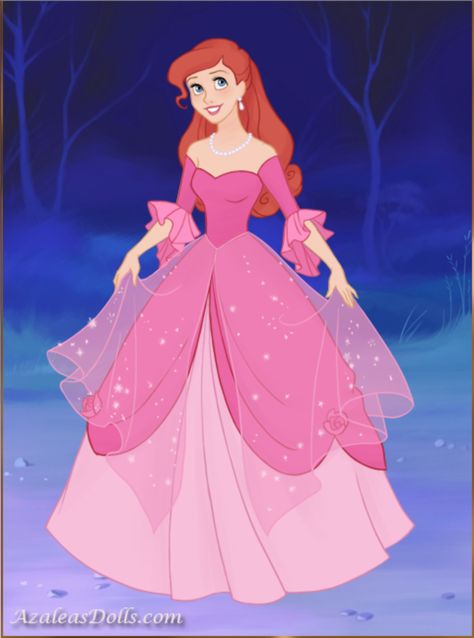 Ariel from Fairytale Princess dress up game Pink Princess Dress Fairytale, Disney Princess Pink Dress, Ariel Inspired Dress, Ariel Pink Dress, Little Mermaid Dress, Princess Ariel Dress, Ariel Wallpaper, Original Disney Princesses, Ariel Pink