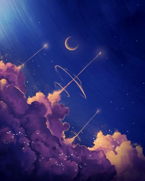 Fly Drawing, Angel Flying, Magical Sky, Daughters Birthday, Night Clouds, Environment Painting, Narrative Art, Cloud Illustration, Background Space