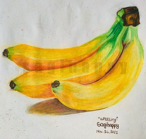 Quite “aPEELing” haha… 🍌🐵💛 #banana #art #yellow #smallartist #realism #drawing Banana Drawing, Banana Painting, Drawing Study, Ganesh Wallpaper, Banana Art, Drawing Studies, Art Yellow, Pencil Crayon, Still Life Drawing