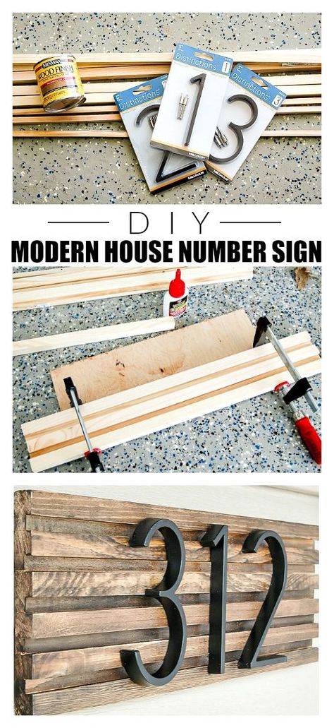 Modern House Number Sign, Modern House Numbers Sign, House Numbers Diy, A Modern House, Modern House Number, House Number Sign, Number Sign, House Number, Modern Diy