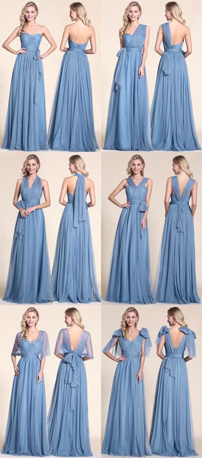 A line convertible bridesmaid dress.                                                                                                                                                                                 More Infinity Dress Styles, Infinity Dress Bridesmaid, Multiway Dress, Convertible Bridesmaid Dress, Multi Way Dress, Blue Bridesmaid Dress, Bridesmaid Dress Styles, Blue Wedding Dresses, Infinity Dress