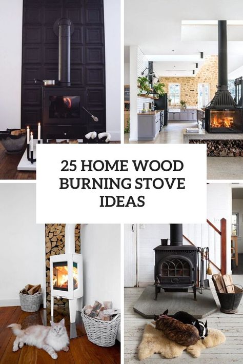 home wood burning stove ideas cover Where To Put A Wood Burning Stove, Decorating Behind A Wood Stove, Living Room Wood Burning Stove, Beautiful Wood Stove, Woodstove Mantle Decor, Farmhouse Wood Stove Fireplace, Cabin Wood Stove Surround, Wood Stoves For Tiny Homes, How To Decorate Around A Wood Burning Stove