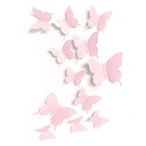 Butterfly Bedroom Ideas Kids, Pale Pink Room, Pink Nursery Wall Decor, Aesthetic Butterflies, Butterflies Stickers, Room Decor For Girls, Girls Room Decals, Butterfly Nursery Decor, Butterfly Bedroom