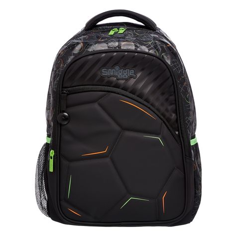 Kick Backpack Black - Smiggle Online Football Backpack, Stylish School Bags, Bottle Sleeves, Football Kids, School Bags For Girls, School Bags For Kids, Classic Backpack, North Face Backpack, Perfect Bag