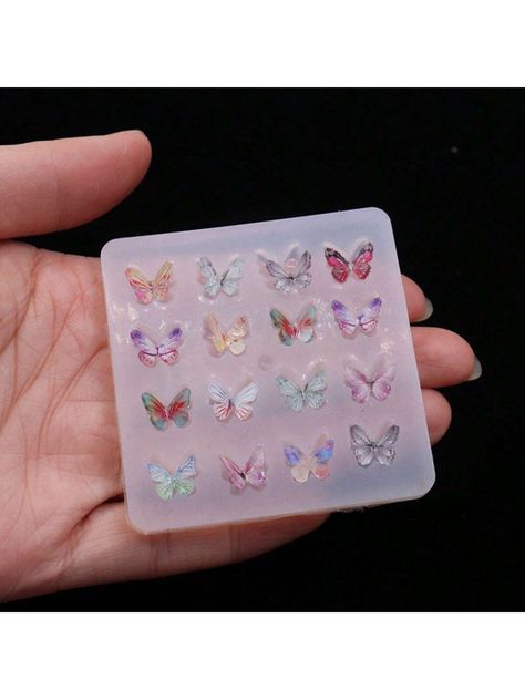 1pc Small Butterfly Nail Art Silicone Mold, 16 Butterflies Mold For Lightweight Clay, Epoxy Resin CraftI discovered amazing products on SHEIN.com, come check them out! Silicone Resin Molds, Silicone Moulds, Silicone Resin, Resin Jewelry Making, Casting Resin Molds, Epoxy Resin Crafts, Diy Silicone Molds, Craft Molds, Molding Clay