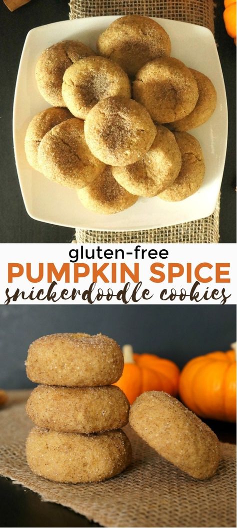 Soft Baked Gluten Free Pumpkin Spice Snickerdoodles Recipe - these gluten free pumpkin cookies are so delicious, you'll love how a snickerdoodle can taste great with a pumpkin spice flavor! soft pumpkin cookies | pumpkin snickerdoodles | gluten free pumpkin cookies | gluten free pumpkin recipes | pumpkin cookies healthy | pumpkin sugar cookies | pumpkin spice cookies Gluten Free Pumpkin Cookies, Pumpkin Cookies Healthy, Snickerdoodles Recipe, Gluten Free Pumpkin Recipes, Canned Pumpkin Recipes, Gluten Free Snickerdoodles, Gluten Free Pumpkin Spice, Pumpkin Snickerdoodles, Pumpkin Sugar Cookies