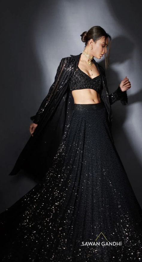 Black Jumpsuit Outfit Wedding, Sawan Gandhi, Jumpsuit Outfit Wedding, Sangeet Outfit, Function Dresses, Erica Fernandes, Latest Bridal Lehenga, Diwali Outfits, Wedding Party Outfits