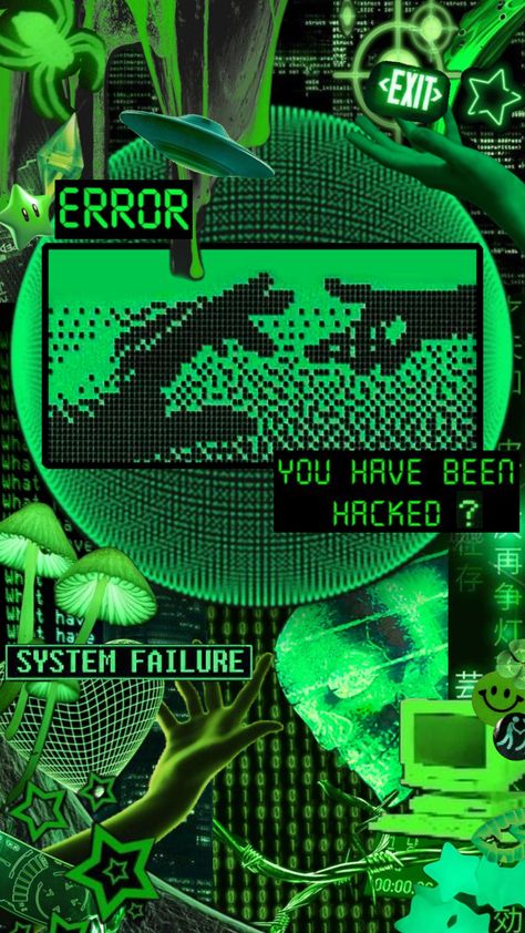 #cybercore #green #neon #wallpaper #collage #y2k #black Green Neon Wallpaper, Green Y2k Aesthetic, No Love Deep Web, Different Kinds Of Love, Cybercore Aesthetic, Green Y2k, Y2k Background, Neon Noir, Alien Aesthetic