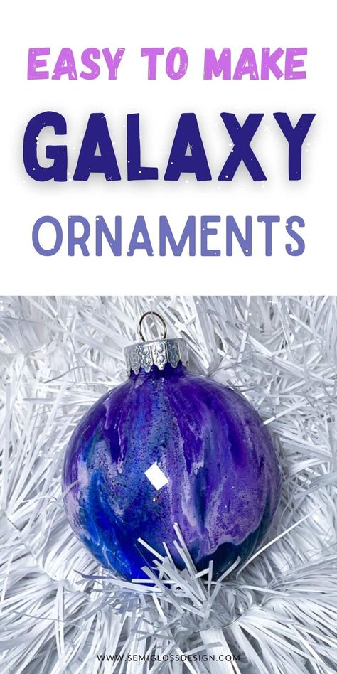 Purple Christmas Ornaments, Purple Christmas Tree, Easy Ornaments, Ornaments To Make, Diy Galaxy, Easy Christmas Ornaments, Beautiful Night Sky, Alcohol Ink Crafts, Kids Christmas Ornaments