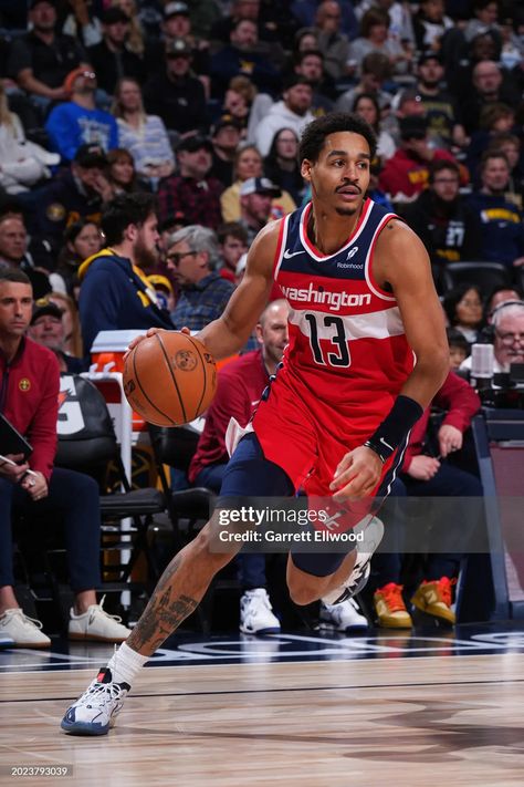 Jordan Poole of the Washington Wizards dribbles the ball during the... News Photo - Getty Images Jordan Poole Wizards, Tyus Jones, Nba 2023, Jordan Poole, Kyle Kuzma, Washington Wizards, Denver Nuggets, February 22, Denver Colorado