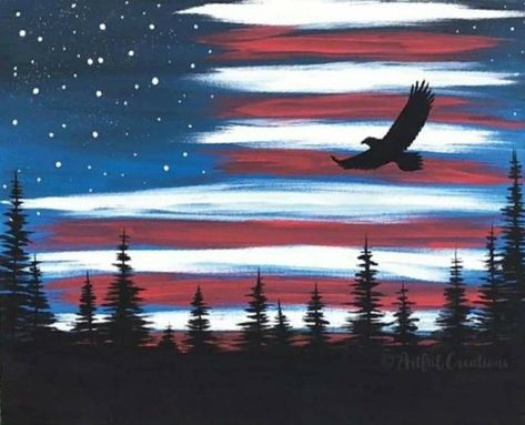 Red White And Blue Paintings On Canvas, 4 Of July Paintings On Canvas, Summer Nights Painting, American Flag Sky Painting, Painting Ideas On Canvas 4th Of July, Paintings For Guys Canvases, American Flag Acrylic Painting, Easy Paint Ideas On Canvas For Beginners, Easy American Flag Painting