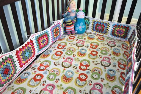 Custom Designer Breathable Crib Bumper Pad for Jenny Lind Style Cribs - Granny Square Crochet  Crib. $150.00, via Etsy. Crochet Babushka, Afgan Patterns, Best Changing Table, Jenny Lind Crib, Bedding For Doll Cradle, Crochet Crib, Dyi Bassinet Mattress Cover, Baby Crib Diy, Shared Nursery