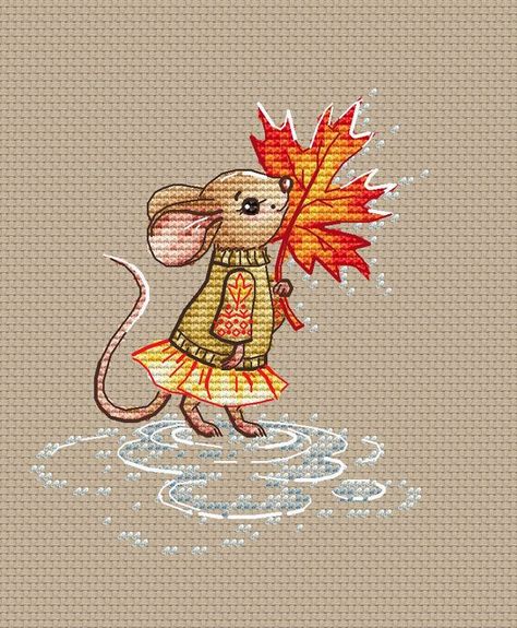 Little mouse cross stitch pattern in 1 PDF file.  NonStop Stitch is authorized to distribute this pattern for sale as a .pdf with permission of ©Nadezhda Nagornaya. Great thanks to Nadezhda for such a beautiful design! All patterns are for personal use only. No sharing or copying is allowed. The Maple Leaf Cross Stitch, Mouse Cross Stitch Pattern, Leaf Cross Stitch, Cross Stitch Autumn, Fairy Cross Stitch, Mouse Cross Stitch, Cross Stitch Cute, Elephant Cross Stitch, Blue Mouse