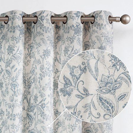 CURTAINKING linen floral embroidery curtains are ideal for giving your living space a personalized, elegant look. These linen textured curtains add soft dimension to windows for a space that feels rustic yet complete. Understated hues give an updated sensibility to this elaborate botanical print design. Its graphic pattern in subtle tones lends the appearance of a secluded forest. The antique bronze grommets which fit the curtain rod up to 1.6 inches in diameter make these lightweight curtains e Semi Sheer Curtains, Curtains Linen, Farmhouse Curtains, Country Curtains, Curtain Texture, Curtains For Living Room, Sheer Drapes, Curtains Living, Country Bedroom