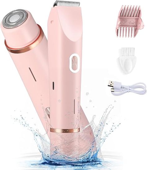 2-in-1 Electric Razor for Womens Legs Underarm Face Pubic Hairs, Rechargeable Electric Razor Body Hair Trimmer Wet & Dry Use Electric Razor, Personal Hygiene, Hair Trimmer, Body Hair, Electric Shaver, Wet And Dry, Beauty And Personal Care, Girl Outfits, Personal Care