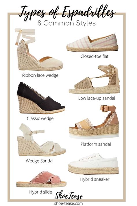 How to Wear Espadrilles Outfits for Women: Stylish & Casual Outfit Ideas Cute Close Toed Shoes, How To Style Espadrilles Outfit, Classy Summer Shoes, Espadrilles Shoes Outfit, Gold Espadrilles Outfit, Summer Espadrilles Outfits, Types Of Sandals For Women, Espadrilles Outfit Jeans, Lace Up Espadrilles Outfit