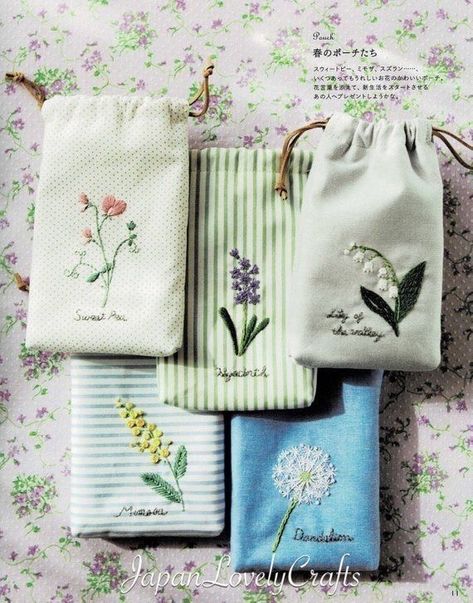 Bag Embroidery, Pouch Handmade, Wild Garden, Easy Embroidery, Embroidery Tutorial, Embroidery Bags, Hand Embroidery Flowers, Pola Sulam, Embroidery Gifts