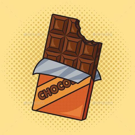 Bitten Chocolate Bar Pop Art Vector Illustration Bar Ad, Pop Art Vector, Retro Vector Illustration, Art Vector Illustration, Chocolate Pops, Comic Book Style, Art Pop, Free Clip Art, Chocolate Bar