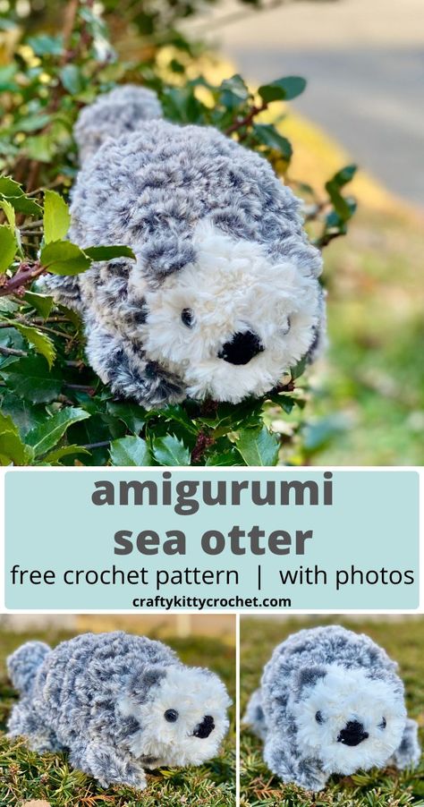 You’ll find no OTTER crochet pattern as fun, easy, and fluffy as this amigurumi Sea Otter! It works up so quickly and uses only a few basic stitches, and it truly resembles one of the sea’s cutest creatures when finished. Plus, it’s just the right size to use as a stuffed toy or decoration! If someone in your family or friends loves sea otters, or just cute animals in general, then this would be the perfect gift! #crochet #amigurumi #easyamigurumi #amigurumiseaotter #amigurumiotter #crochetotter Otter Crochet Pattern, Otter Amigurumi, Otter Crochet, Amigurumi Fish, Crocheted Animals, Plushie Crochet, Crochet Dreams, Crochet Plushies, Sea Otters