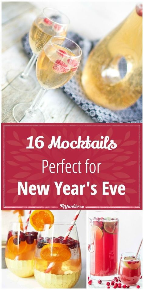 New Year's Eve Mocktails #newyearseve New Years Eve Menu, Best Mocktails, Drinks For Kids, New Years Eve Drinks, New Year's Drinks, New Years Cocktails, Easy Mocktail Recipes, New Years Appetizers, New Year's Eve Appetizers