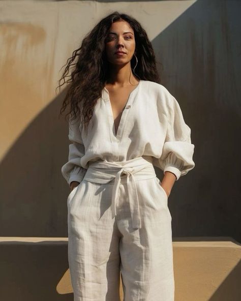 Linen Summer Outfits Women, Mystic Aesthetic, White Co Ord Set, Outfit Minimalista, Closet Transformation, Look Boho Chic, Pyjama Sets, Womens Pyjama Sets, Maxi Skirts