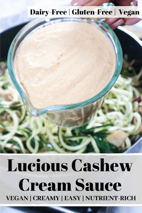 Ella Vegan, Food Baddie, Cashew Cream Recipe, Dairy Free Sauces, Cashew Cream Sauce, Cashew Recipes, Gluten Free Sauces, Cashew Sauce, Mushroom Cream Sauces