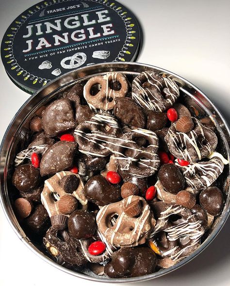 Trader Joe's Jingle Jangle Trader Joes Snacks, Chex Mix Christmas, Fun Holiday Treats, Jingle Jangle, Chocolate Covered Peanuts, Dark Chocolate Cookies, Christmas Candy Recipes, Chex Mix, Cookie Mix