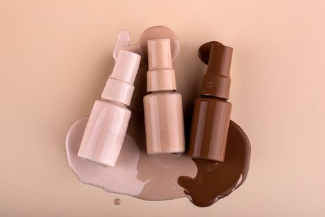 Free Photo | Top view different foundation bottles Foundation Bottle Photography, Foundation Bottle, Cosmetic Product Photography, Skin Tint, Top View, Free Photo, Product Photography, Photo Inspo, Free Photos