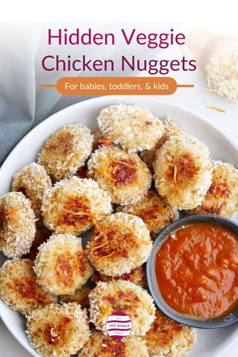 A plate filled with hidden veggie chicken nuggets for kids with dipping sauce. Chicken Nuggets With Veggies, Chicken Nuggets For Kids, Veggie Chicken Nuggets, Veggie Crackers, Healthy Chicken Nuggets, Homemade Chicken Nuggets, Avocado Spread, Hidden Vegetables, Apple Chicken