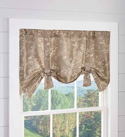 Amazon.com: Plow & Hearth Floral Damask Bow Tie Window Valance - 42 W x 26 L Harvest: Furniture & Decor Kitchen Valance Ideas Over Sink, Tie Up Valance, Gold Living Room, Over Sink, Kitchen Valances, Floral Damask, Valance Window Treatments, Wall Accessories, Window Valance