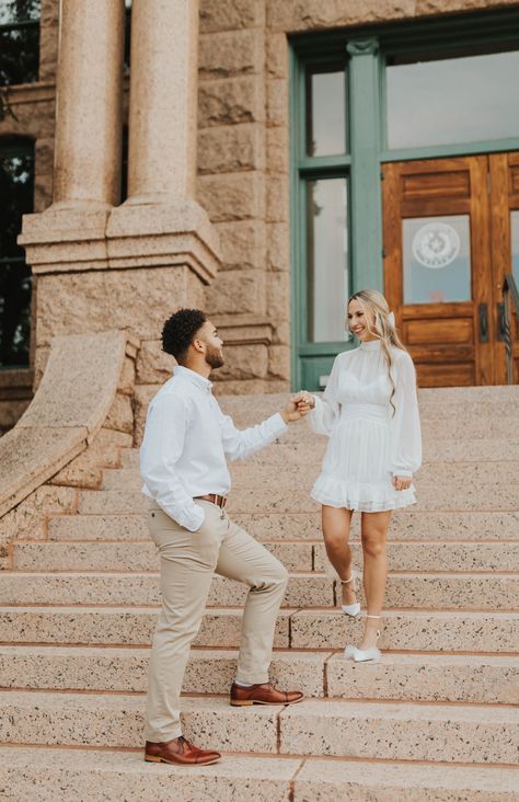 tarrant county courthouse | outfit inspo | engagement session | downtown fort worth | wedding inspo | wedding photographer Men’s Courthouse Wedding, Courthouse Groom Outfit, Courthouse Couple Photos, Court Wedding Pictures Photo Ideas, Men Courthouse Wedding Outfit, Men’s Courthouse Wedding Outfit, Wedding Photos Courthouse, Court Wedding Pictures, Courthouse Wedding Ceremony