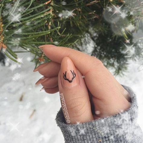 I couldn’t resist the urge. Had to put the @dixie_plates Antler stamp on my nails. The base is @semilac Pink Brown Christmas Deer Nails, Natural Nail Ideas, Deer Nails, Deathly Hallows Tattoo, Pink Brown, Natural Nails, Antlers, Infinity Tattoo, My Nails