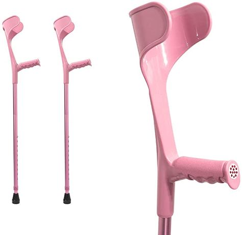 Amazon.com: BigAlex Forearm Crutches (Pair) - Lightweight Arm Crutch - Adjustable, Ergonomic - Comfortable on Wrist - Non Skid Rubber Tips (Pink) : Health & Household Kawaii Wheelchair, Cute Mobility Aid, Forearm Crutches Aesthetic, Arm Crutches, Puppy Space, Disabled Fashion, Forearm Crutches, Physical Traits, Wheelchairs Design