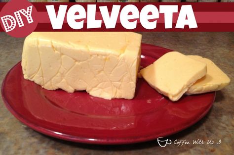 DIY Velveeta - Homemade American Cheese by Coffee With Us 3 American Cheese Recipes, Homemade Velveeta, Cheese Recipes Homemade, Cheese Making Recipes, Diy Cheese, Velveeta Cheese, Bread Appetizers, Homemade Cheese, American Cheese