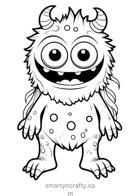 20 Cute Monster Coloring Pages - Smarty n'Crafty Monster Coloring Pages Printables, Monster Coloring Pages For Kids, Monster Outline, Colouring Pictures, Monster Pictures, Bricolage Halloween, Monster Coloring Pages, Monster Crafts, October Crafts