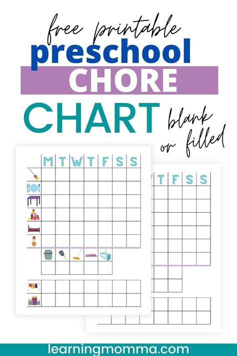 Chore Chart With Pictures, Preschool Chores, Age Appropriate Chores For Kids, Weekly Chore Charts, Chore Chart For Kids, Chore Chart Template, Homeschool Preschool Activities, Age Appropriate Chores, Family Command Center