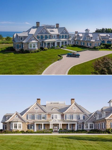 Colonial Shingle Style Beach House Bech House, Beach House Mansion, Hamptons House Exterior, Hamptons Farmhouse, Westerly Rhode Island, Hamptons Beach House, Beach House Aesthetic, Hamptons Style Homes, Island Beach House