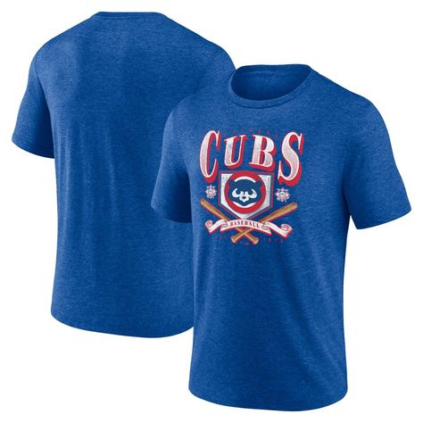 The Men's Fanatics Branded Heather Royal Chicago Cubs Home Team Tri-Blend T-Shirt is the perfect way to show your support for the Chicago Cubs. Made from a comfortable polyester, cotton, and rayon blend, this shirt features distressed screen print graphics that give it a vintage look. The crew neck and short sleeves make it perfect for any casual occasion, and the Chicago Cubs logo on the front shows your team spirit. Whether you're cheering on the Cubs at the stadium or just relaxing at home, t Cubs Logo, Cubs Baseball, Short Sleeve Hoodie, Home Team, Short Sleeve Pullover, Chicago Cubs Logo, Chicago Cubs, Team Spirit, Vintage Look