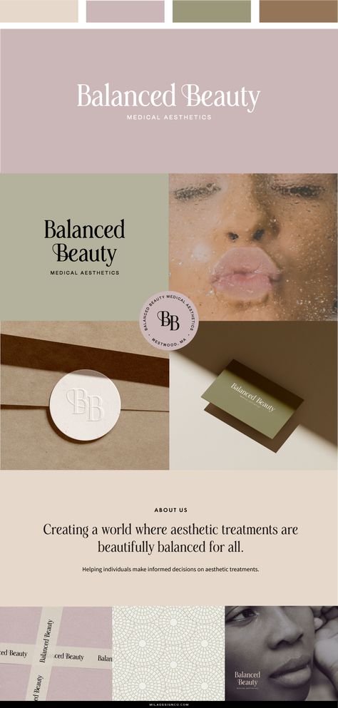 Botox Website Design, Med Spa Logo Ideas, Botox Aesthetic Logo, Different Brand Aesthetics, Esthetician Branding Design, Med Spa Color Palette, Skincare Brand Aesthetic, Spa Brand Identity, Luxury Beauty Branding